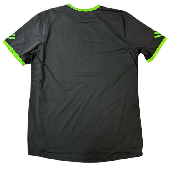 Adidas Adizero Short Sleeve Shirt Men's Sz L Black Neon Comfort Performance - Picture 6 of 15